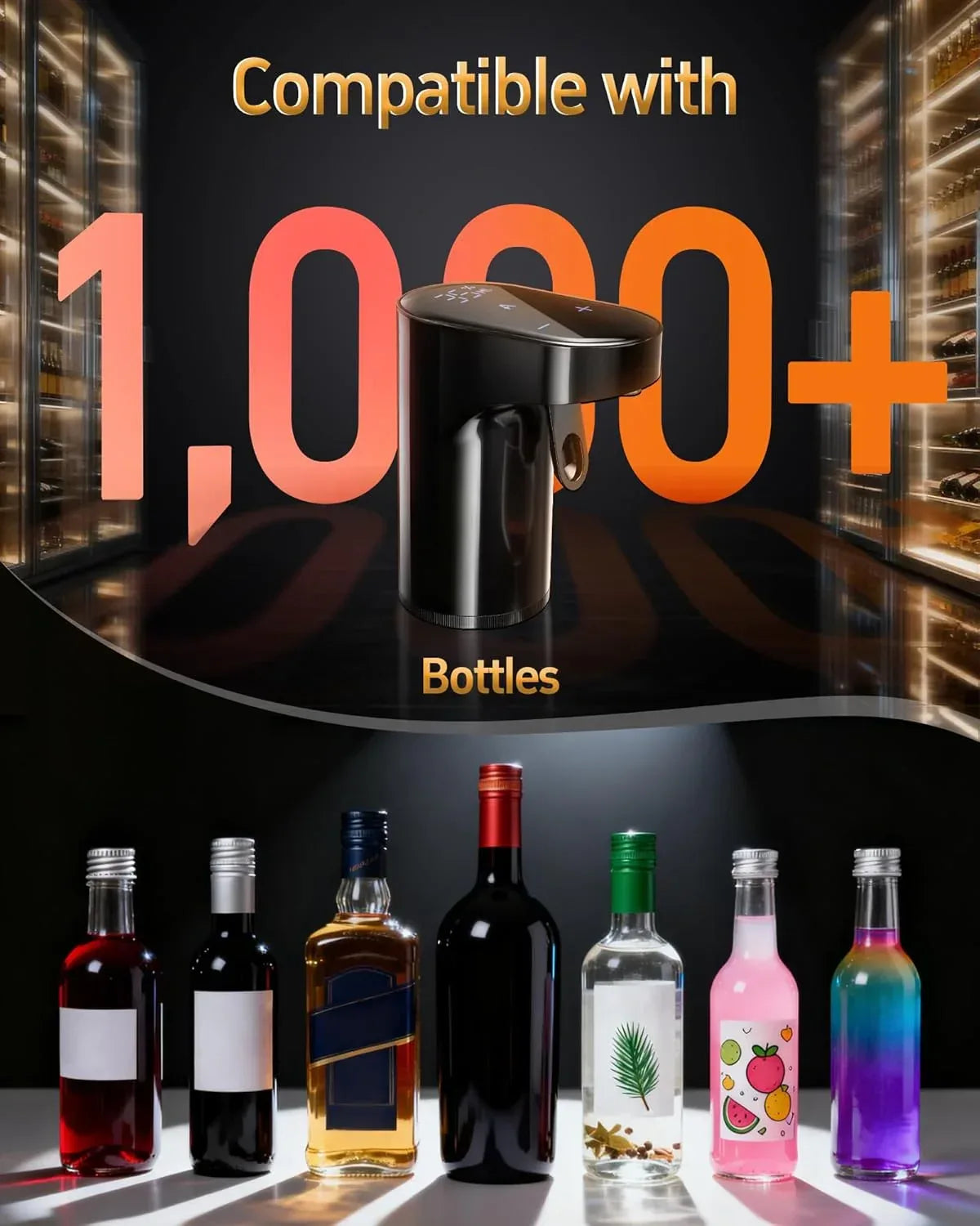 2026 Valentines Day Gifts,5-in-1 Electric Wine Decanter with Aerator,Smart Liquor Dispenser Adjustable Dosing, Whiskey Pourer,Automatic Liquor Bottle Pump,Birthday Gifts for Her/Him/Women/Men(Black) - Unique Gift Market