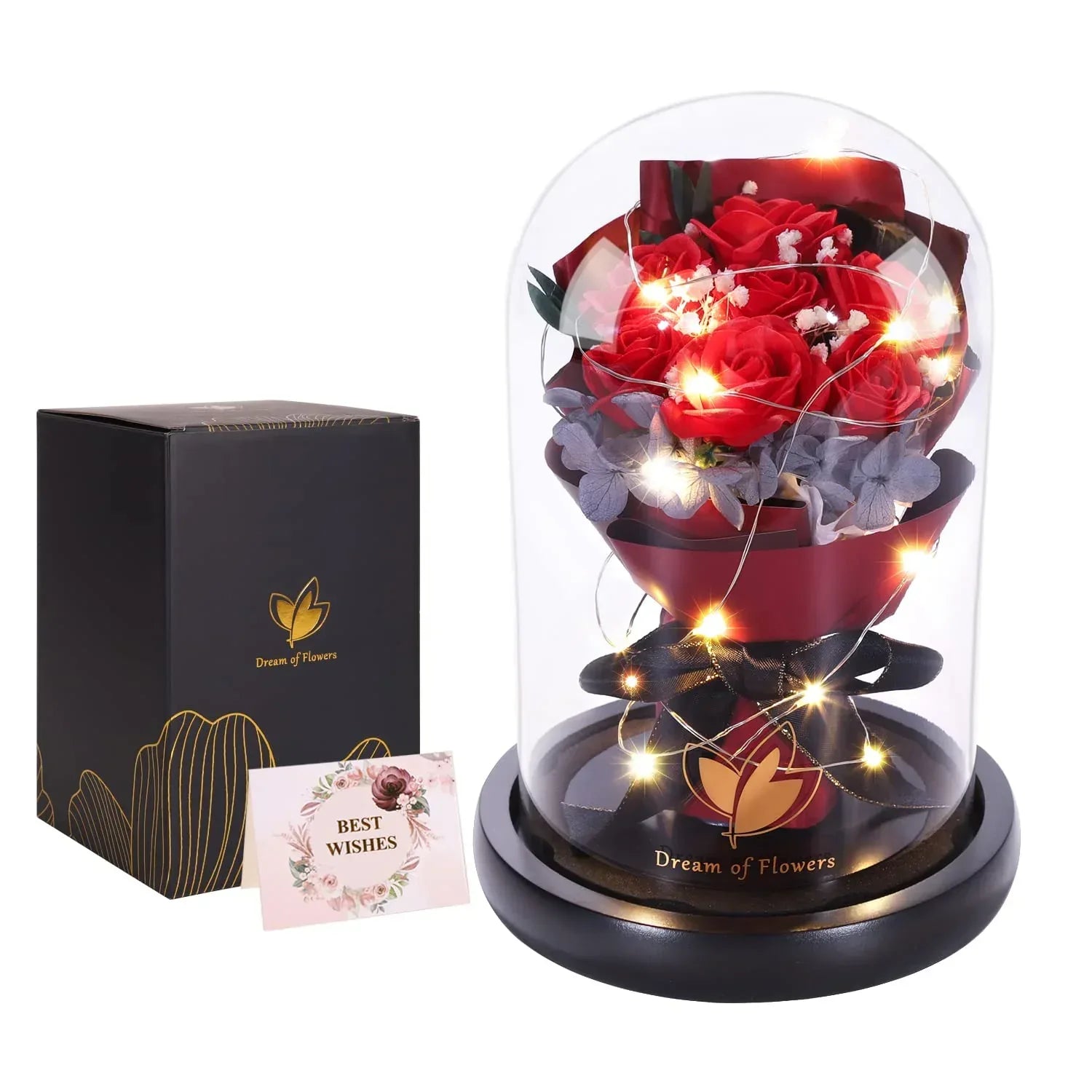 Valentines Day Gifts for Her,Valentines Flower Gifts for Women,Rose in Glass Dome with 2 Light Modes,Light Up Rose Flowers,Valentines Anniversary Birthday Gifts for Women, Mom, Wife, Girlfriend - Unique Gift Market
