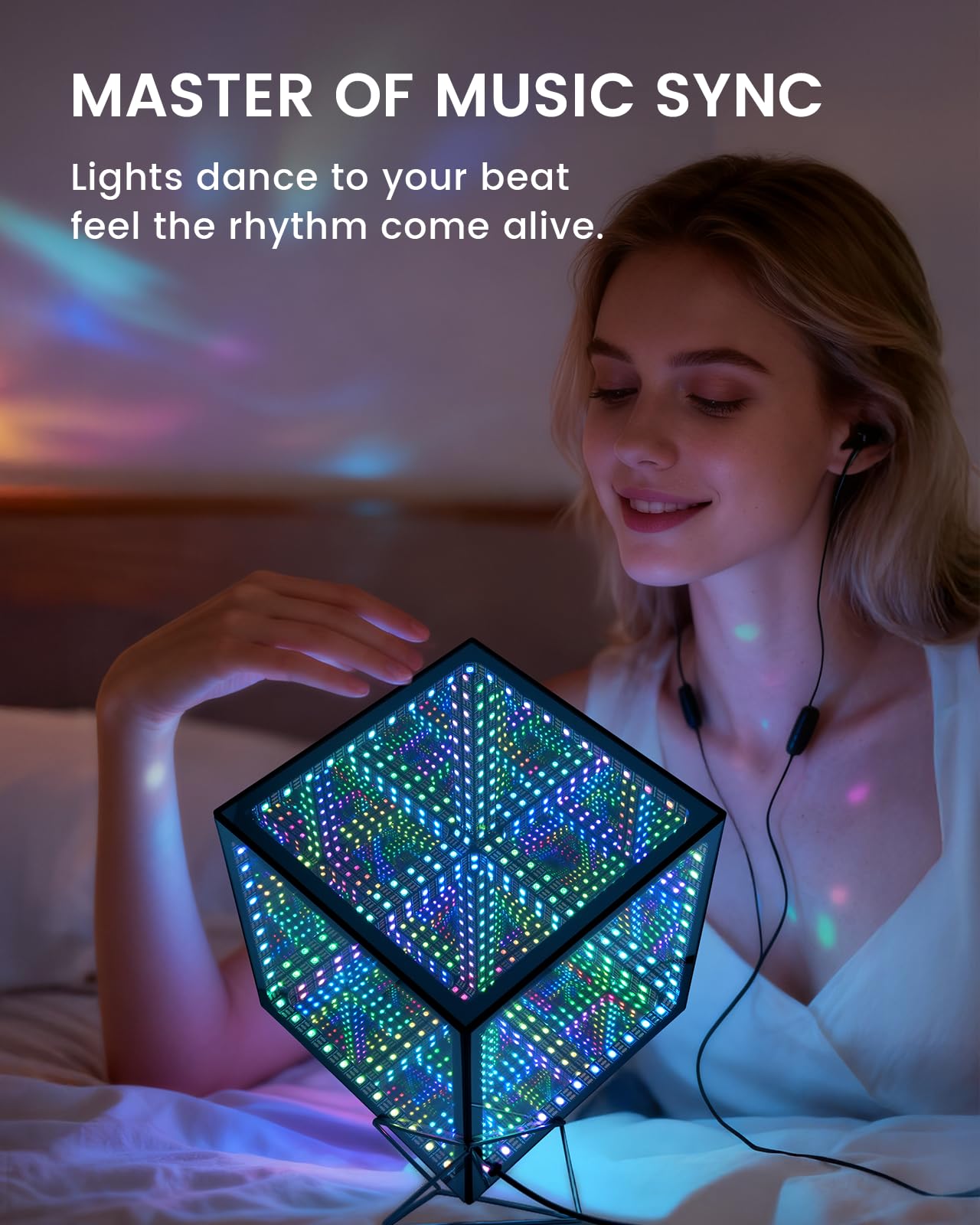 Infinity Hyper Cube LED Table Light, Color-Changing Music-Sync APP-Controlled Ambient Light for Gaming, Party, Home (6.5Inches)
