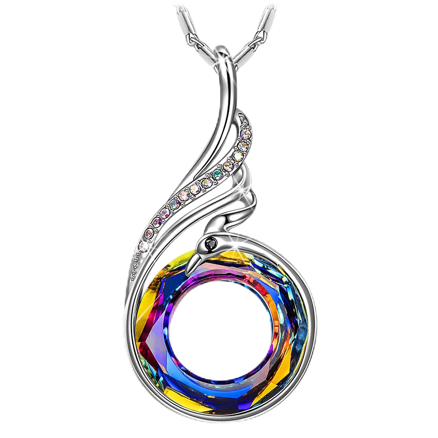 Kate Lynn "Rise From the Ashes Phoenix Necklace Made with Crystals from Austria, 18"+2" Necklace, Packaged with Jewelry Box, Birthday Gift for Women, Symbol of Luck and Renewal