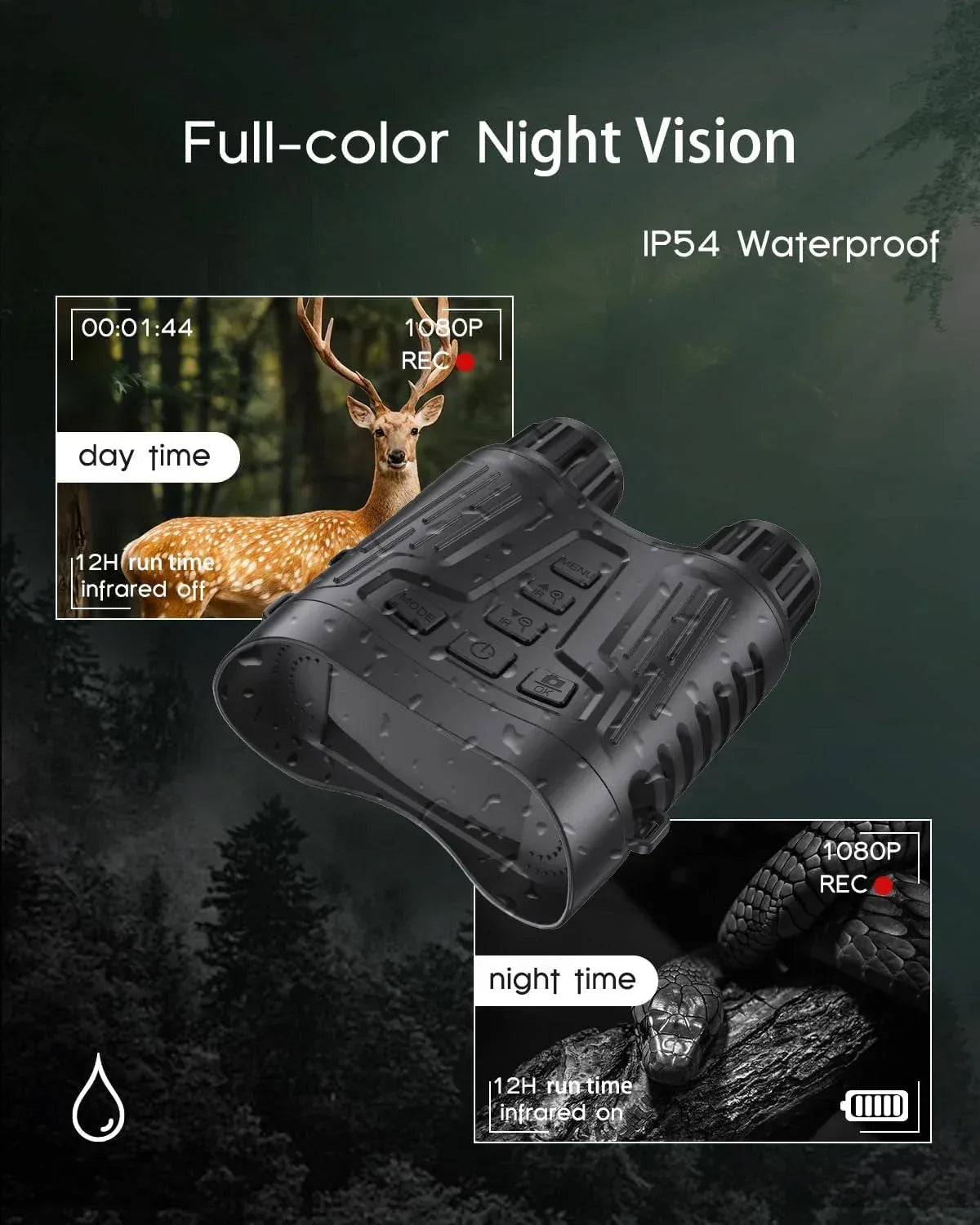 4K Night Vision Binoculars with Video Recording for Men, Gifts for Dad & Husband, 3.2" HD Display, 8X Zoom, 32GB Card, for Valentine’s Day, Birthday, Outdoor Camping and Wildlife Observation - Unique Gift Market