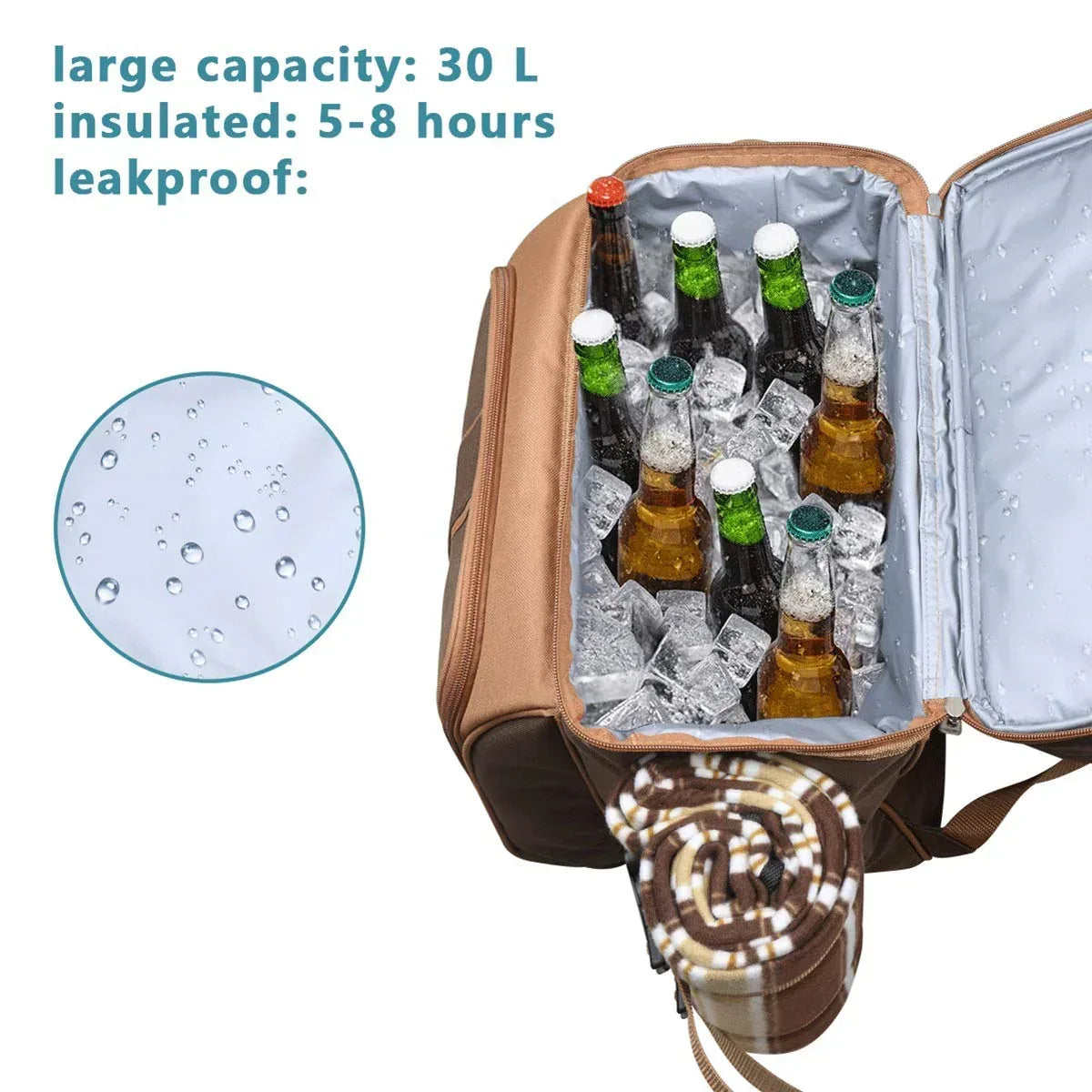 Hap Tim Picnic Basket Backpack for 2 Person with 2 Insulated Cooler Compartment, Wine Holder, Fleece Blanket, Cutlery Set, Wedding Gifts for Couples, Bridal Shower Gifts, Engagement Gifts - Unique Gift Market