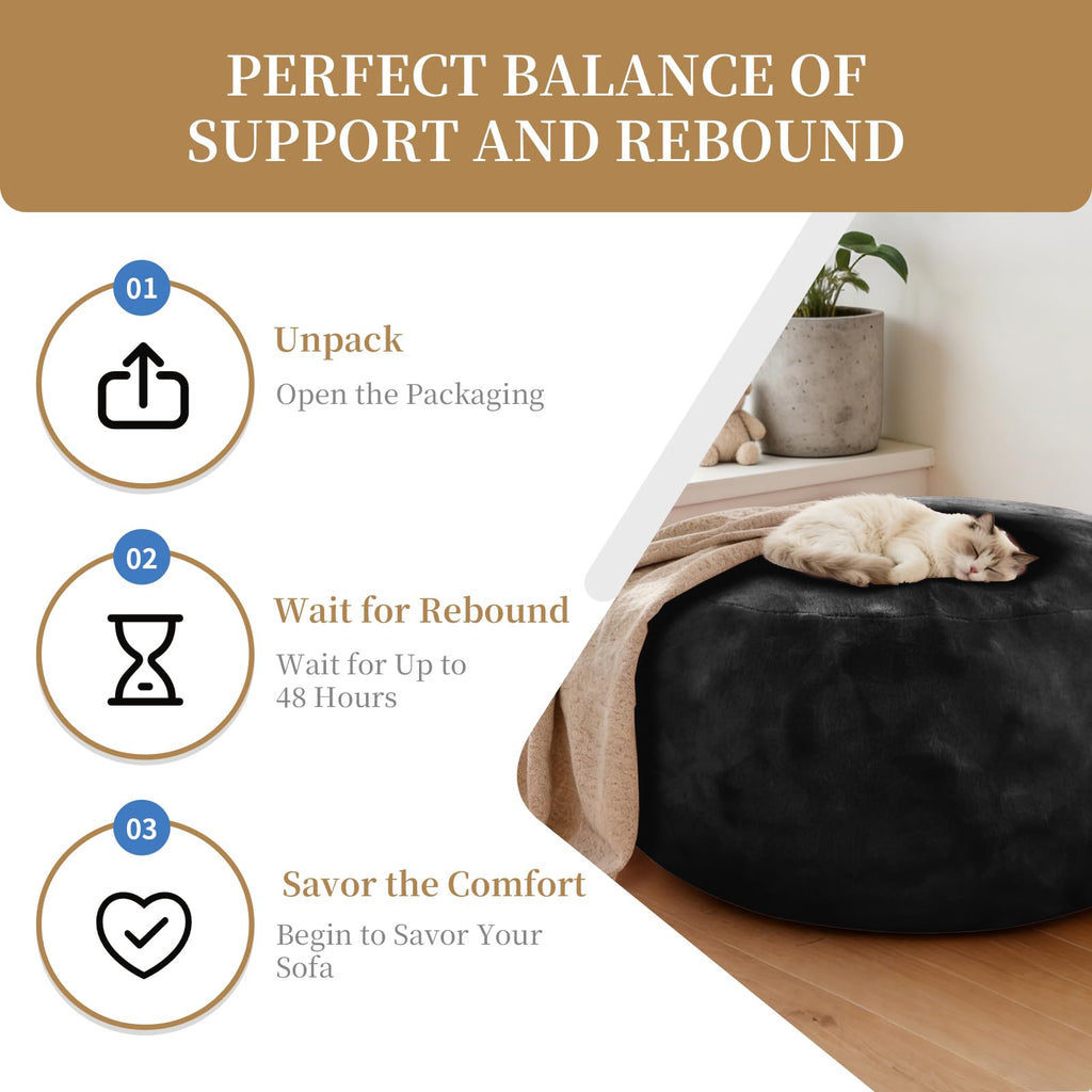 Big Beanbag Chairs for Adults ，6FT Bean Bag Chair with Filler Memory Foam Chair Super Soft Plush, Living Room Furniture, Suitable for bedrooms, Comfy Lounge Reading Chairs Birthday Gifts for Women Mom