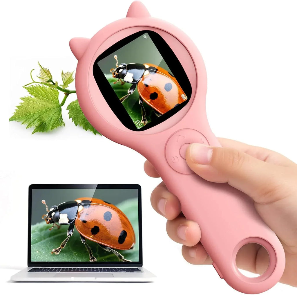 Portable Handheld Mini Digital Microscope for Kids - Educational Science Toys, Christmas & Birthday Gifts for Age 5 6 7 8 9 10 11 12 Girls & Boys (Pink) - Unique Gift Market