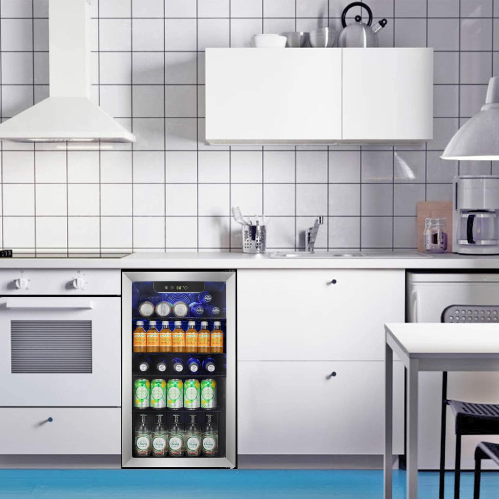Antarctic Star 18L Beverage Refrigerator Cooler 24Can, Mini Fridge with Quiet Compressor, LED Light,Freestanding Small Fridge with Electronic Temperature Control for Home and Bar(40-61 ℉)
