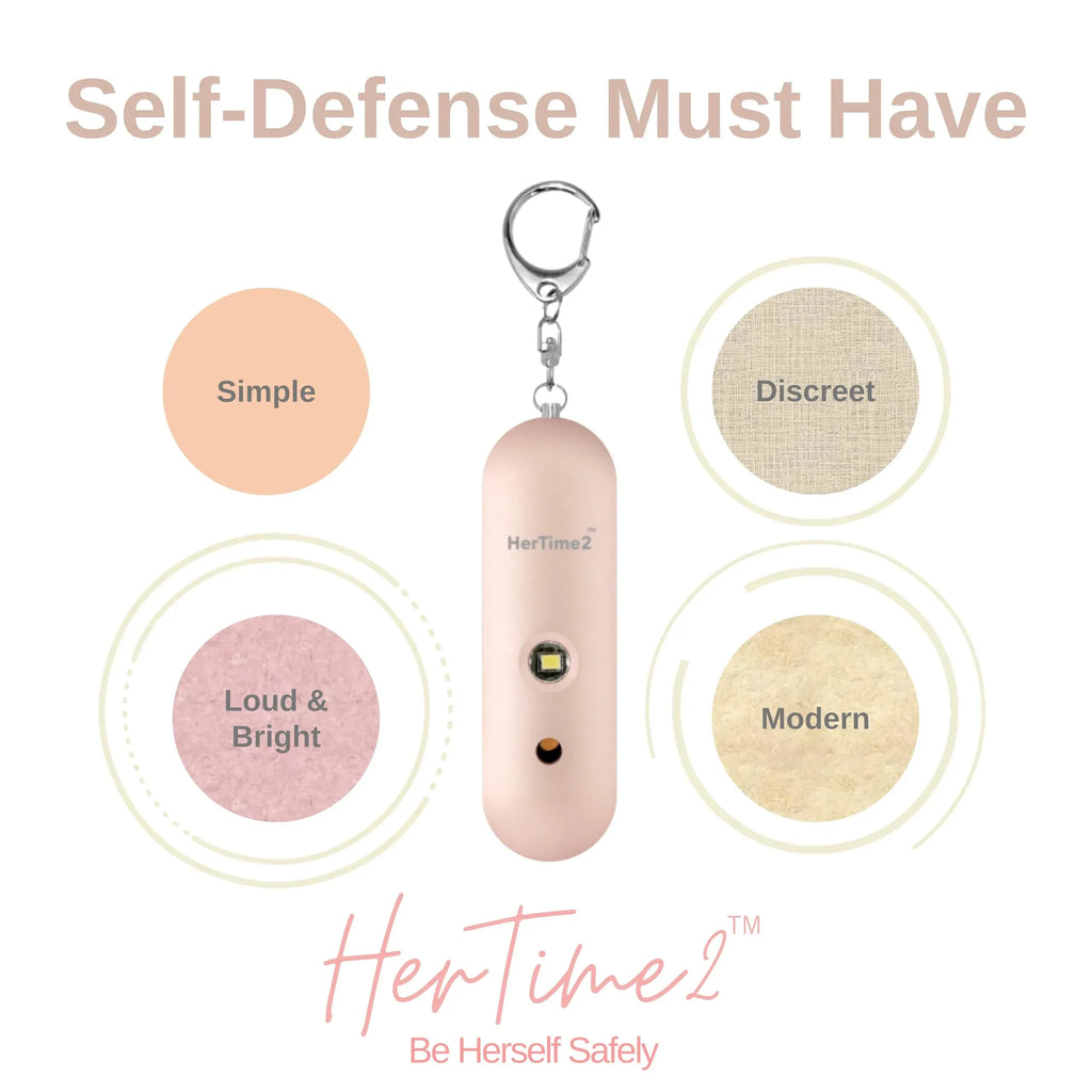 Personal Safety Alarm – Travel Safe Waterproof – Gift for Women College Girls – Self Defense Keychain – Extra Loud Siren – Strobe Light – Cute Key Chains Protection (Rose Gold) - Unique Gift Market