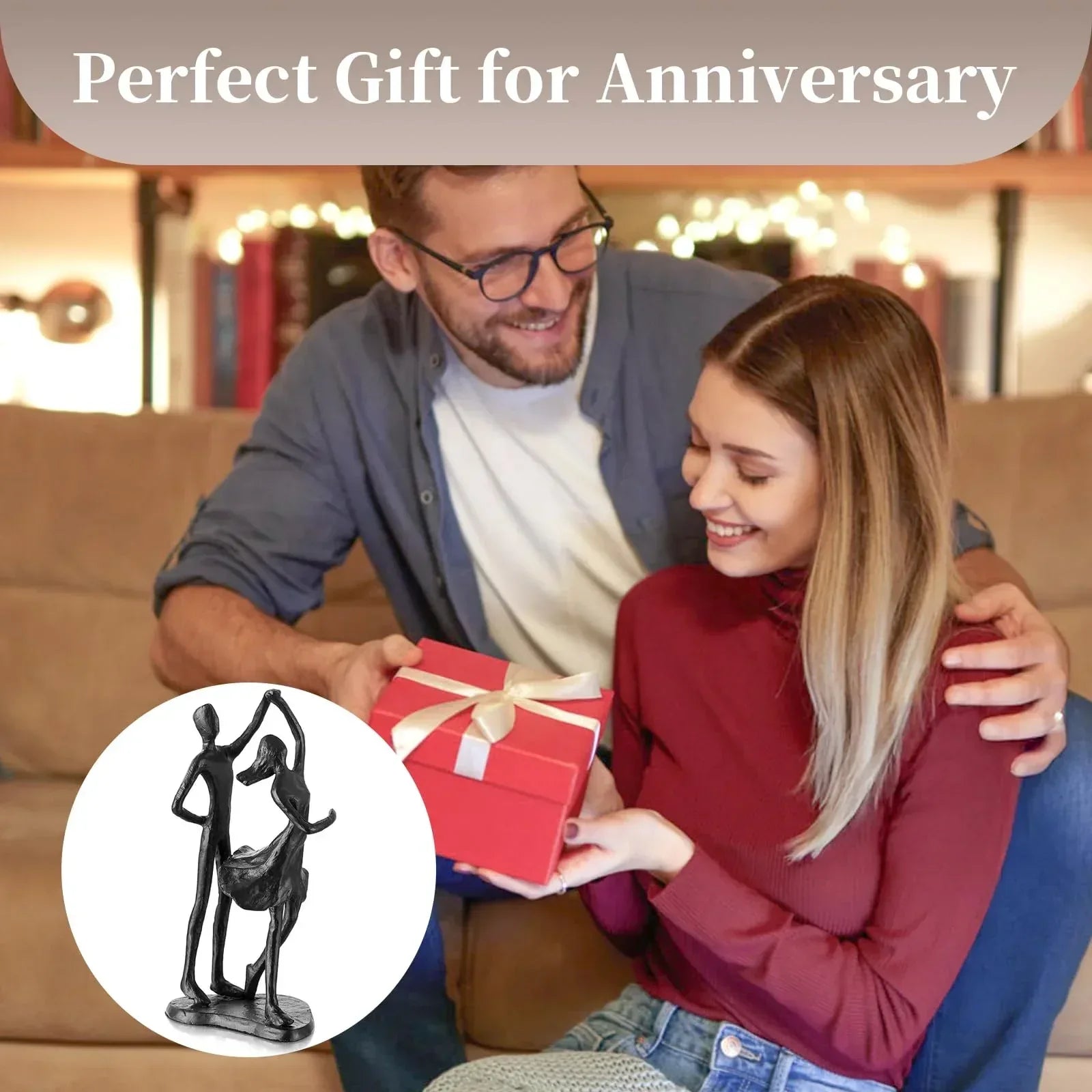 Sziqiqi Anniversary Wedding Gifts for Couple: 6th Anniversary Iron Gifts for Him Her Women Couples - 6 Year Wedding Gift for Christmas Valentines Birthday - Couple Dancing Figurines - Unique Gift Market