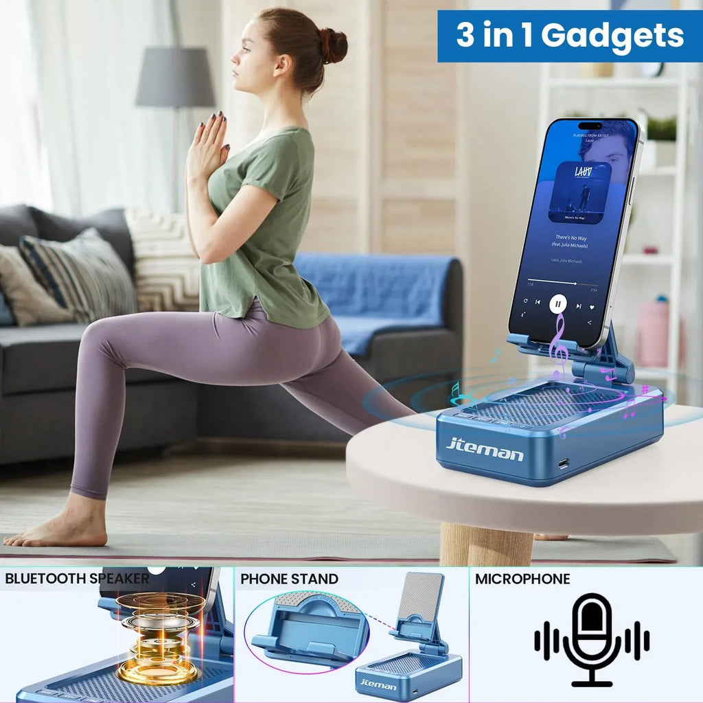 Cell Phone Stand with Wireless Bluetooth Speaker and Anti-Slip Base HD Surround Sound Perfect for Home and Outdoors with Bluetooth Speaker for Desk Compatible with iPhone/ipad/Samsung Galaxy - Unique Gift Market