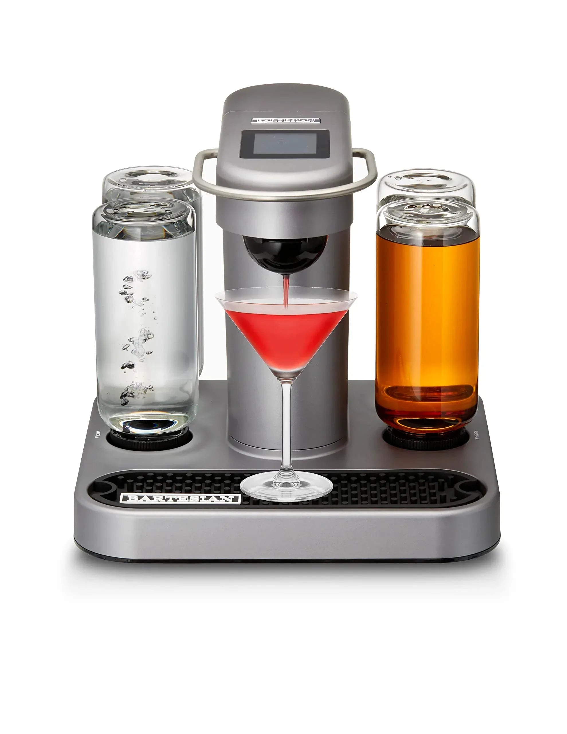 Bartesian Professional Cocktail Machine and Margarita Maker - High Capacity Bar Cocktail Mixer with 5 Premium Glass Bottles for Parties and Entertaining - Push-Button Technology and Easy Clean Design - Unique Gift Market