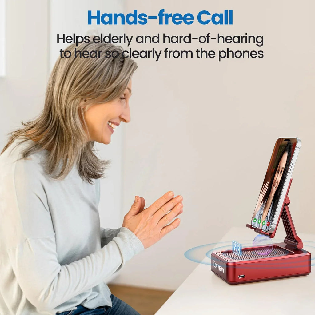 Cell Phone Stand with Wireless Bluetooth Speaker and Anti-Slip Base HD Surround Sound Perfect for Home and Outdoors with Bluetooth Speaker for Desk Compatible with iPhone/ipad/Samsung Galaxy - Unique Gift Market