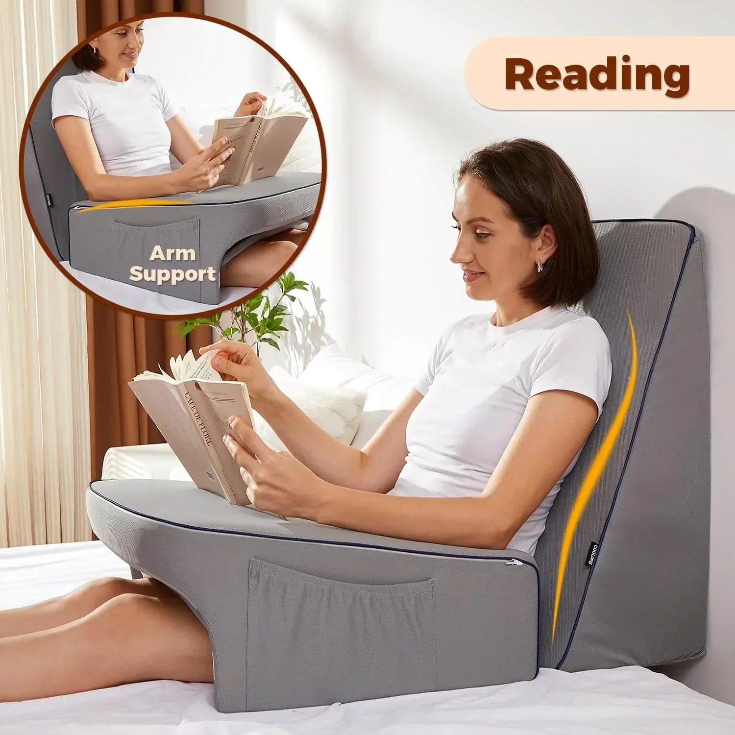 Reading Pillow for Gaming, Extra Large Laptop Pillow for Adult, Memory Foam Lap Desk Gaming Pillow for Reading, Working, Playing Steam Deck Switch or Sitting in Bed Floor Sofa(Grey) - Unique Gift Market