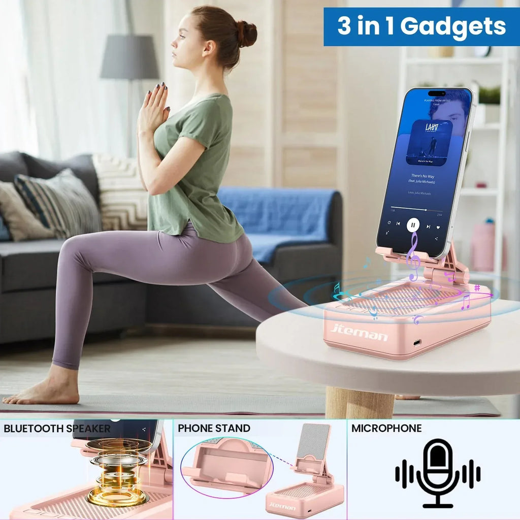 Cell Phone Stand with Wireless Bluetooth Speaker and Anti-Slip Base HD Surround Sound Perfect for Home and Outdoors with Bluetooth Speaker for Desk Compatible with iPhone/ipad/Samsung Galaxy - Unique Gift Market