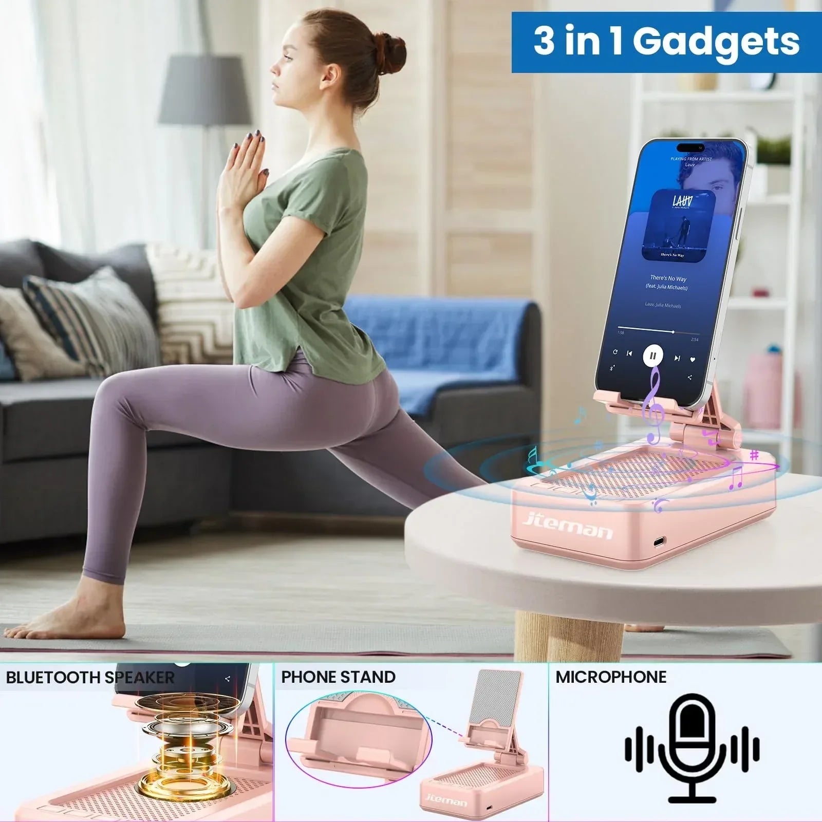 Cell Phone Stand with Wireless Bluetooth Speaker and Anti-Slip Base HD Surround Sound Perfect for Home and Outdoors with Bluetooth Speaker for Desk Compatible with iPhone/ipad/Samsung Galaxy - Unique Gift Market