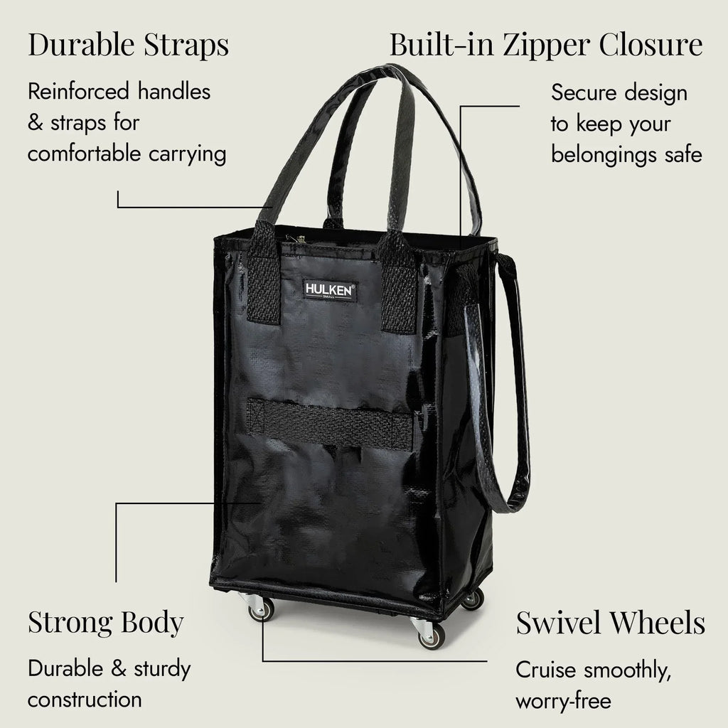 (Medium, Rose Gold) Reusable Grocery Bag On Wheels, Shopping Trolley, Rolling Tote, Zipper Closure, Lightweight, Carries Up to 66 lb, Folds Flat, Unbreakable Handles - Unique Gift Market