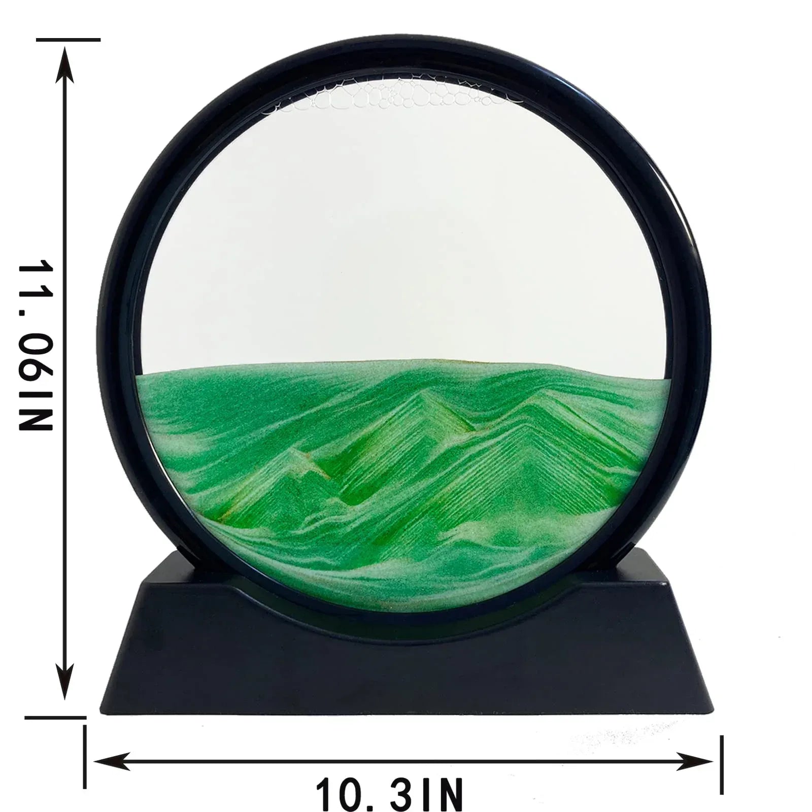 Moving Sand Art Picture - Sand Art Liquid Motion 3D Deep Sea Sandscape, Round Glass Frame Display Flowing Sand Relaxing Toy for Desktop Home Office Work Ocean Decor(Black, 7") - Unique Gift Market