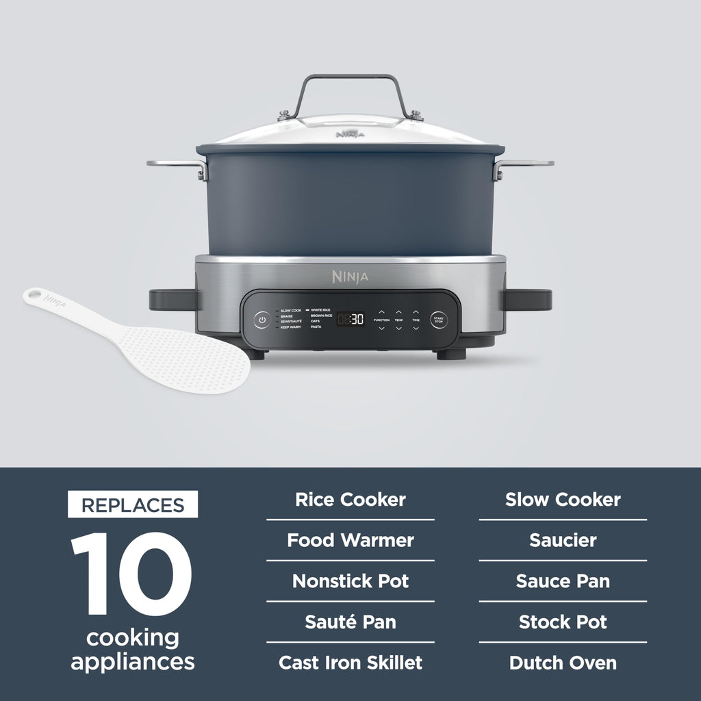 Ninja® 12-in-1 PossibleCooker™ PLUS | 8.5-qt - Sous Vide & Proof Multi-Cooker | Slow Cooker, Dutch Oven & More | Glass Lid & Integrated Spoon | Nonstick | Oven Safe Pot to 500°F | Black | MC1010
