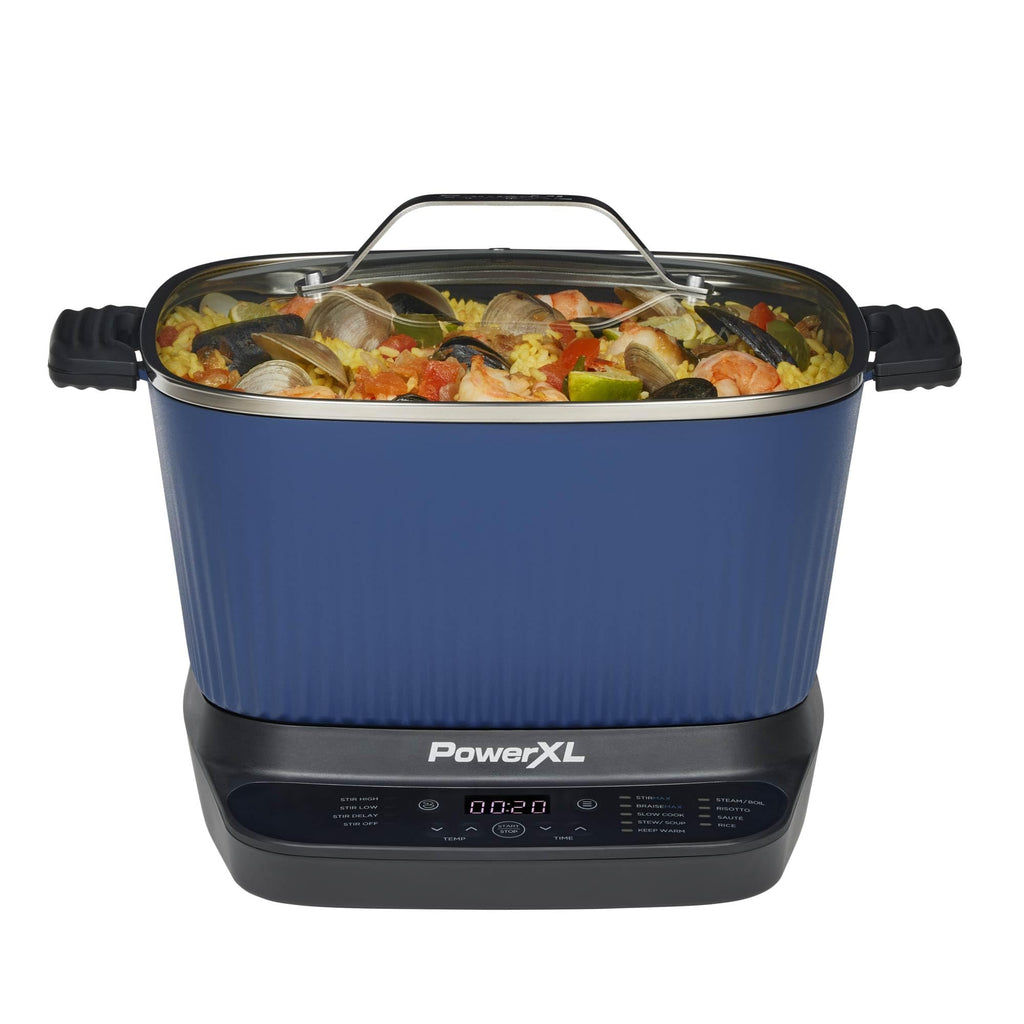 STIRMAX PLUS 7.5 Quart Digital Multi-Cooker with Automatic Paddle to Stir and Shred, 9 in 1 programmable presets to Sauté, Sear, and Brown Food Before Simmering – Accessories & Cookbook Included