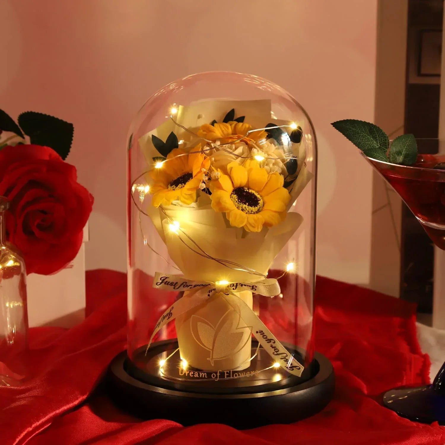 Valentines Day Gifts for Her,Valentines Flower Gifts for Women,Rose in Glass Dome with 2 Light Modes,Light Up Rose Flowers,Valentines Anniversary Birthday Gifts for Women, Mom, Wife, Girlfriend - Unique Gift Market