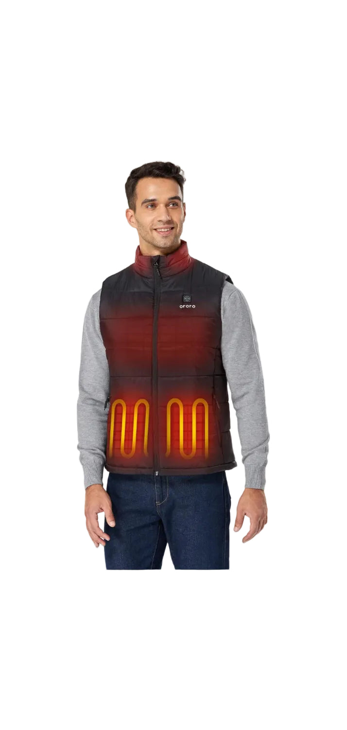 ORORO Men's Lightweight Heated Vest with USB-C Rechargeable Battery, Puffer Classic Heating Vest - Unique Gift Market