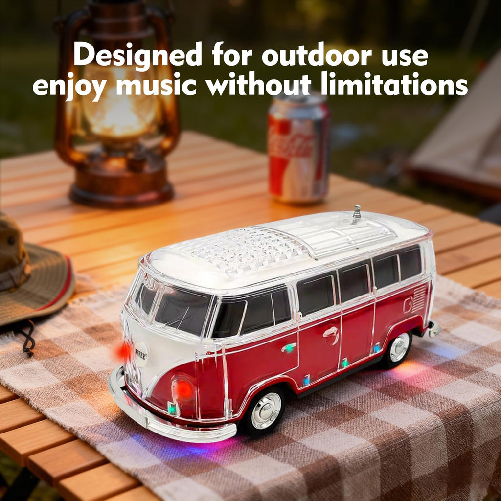 Mini Bus Bluetooth Speaker with Microphone, Portable Speaker Bluetooth, Small Speakers Bluetooth Wireless, LED Light, USB/TF, Car Design, Gift for Men, Men Birthday Gift Ideas (Green)