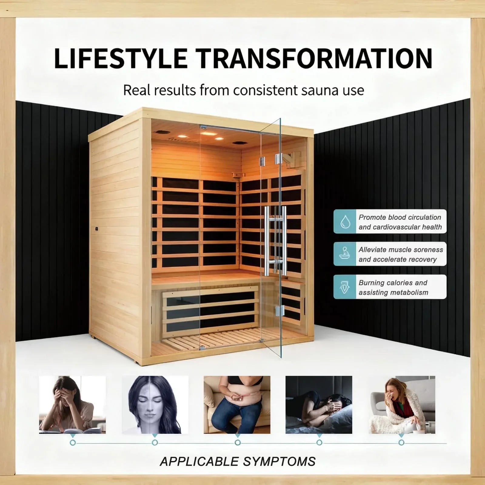Far Infrared Sauna for 1 Person - 1050W Fast Heating, Canadian Hemlock Wood Home Sauna with Bluetooth Speaker, Chromotherapy & Oxygen Ionizer Easy Assembly Indoor Sauna for Relaxation, Detox, Home Gym - Unique Gift Market