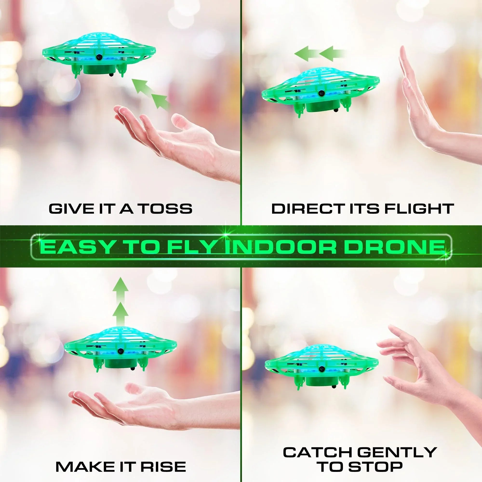 Force1 Scoot Hand Operated Drone for Kids or Adults - Hands Free Motion Sensor Mini Drones, Easy LED Indoor Rechargeable UFO Toy Flying Orb Ball Drone Toys for Boys and Girls (Blue) - Unique Gift Market