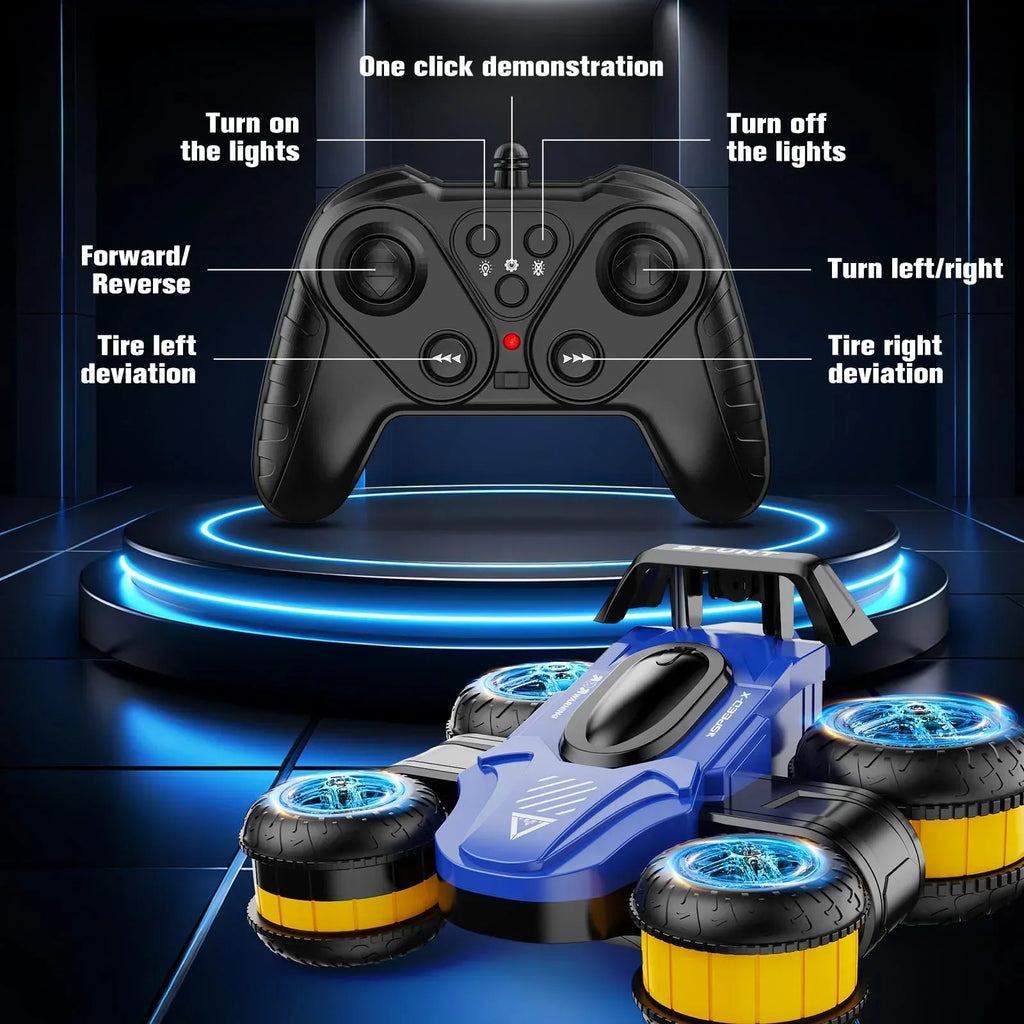 High Speed Drift Remote Control Stunt Deformation Car, Birthday Gifts, for Boys and Girls 4-16 Years Old (Blue) - Unique Gift Market