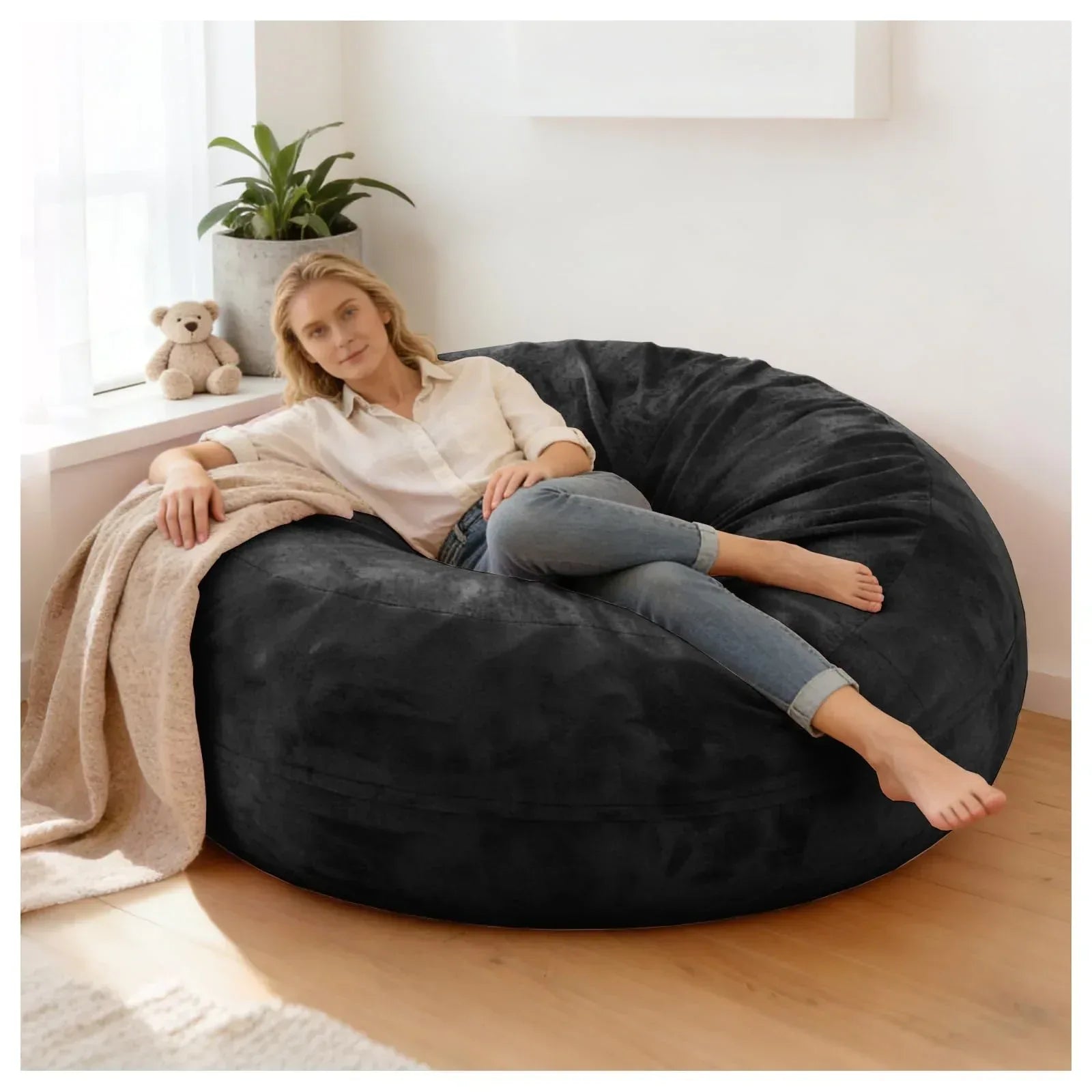 Big Beanbag Chairs for Adults ，6FT Bean Bag Chair with Filler Memory Foam Chair Super Soft Plush, Living Room Furniture, Suitable for bedrooms, Comfy Lounge Reading Chairs Birthday Gifts for Women Mom - Unique Gift Market