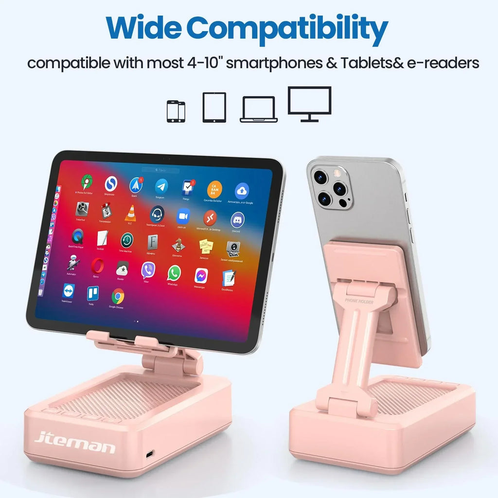 Cell Phone Stand with Wireless Bluetooth Speaker and Anti-Slip Base HD Surround Sound Perfect for Home and Outdoors with Bluetooth Speaker for Desk Compatible with iPhone/ipad/Samsung Galaxy - Unique Gift Market