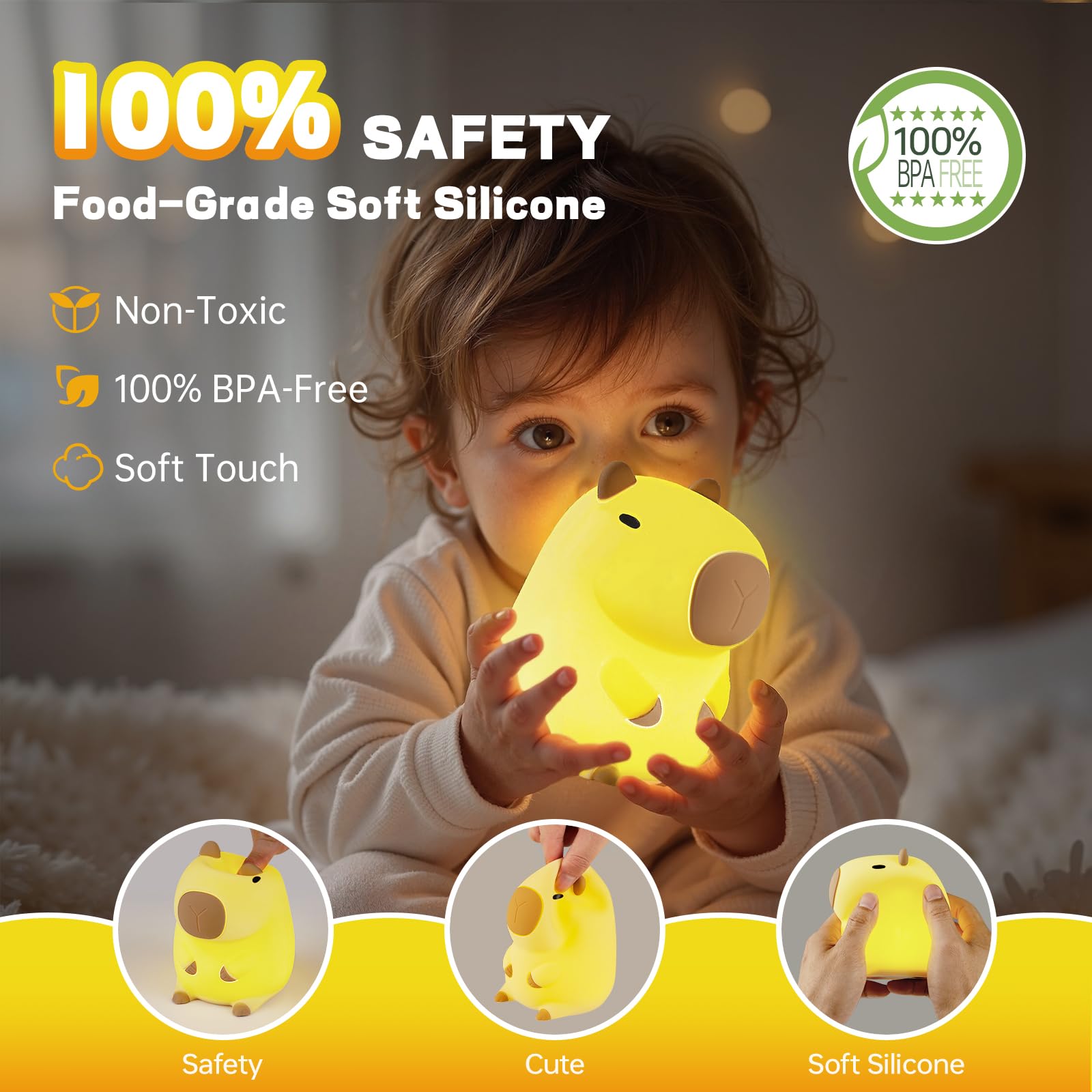 Axolotl Night Light for Kids, Cute Axolotl Lamp Silicone Baby Nursery Night Lamp, Dimmable Squishy Touch Bedside Lamps, Adorable Rechargeable Animal Lamps Gifts Kawaii Room Decor for Kids Girls Boys