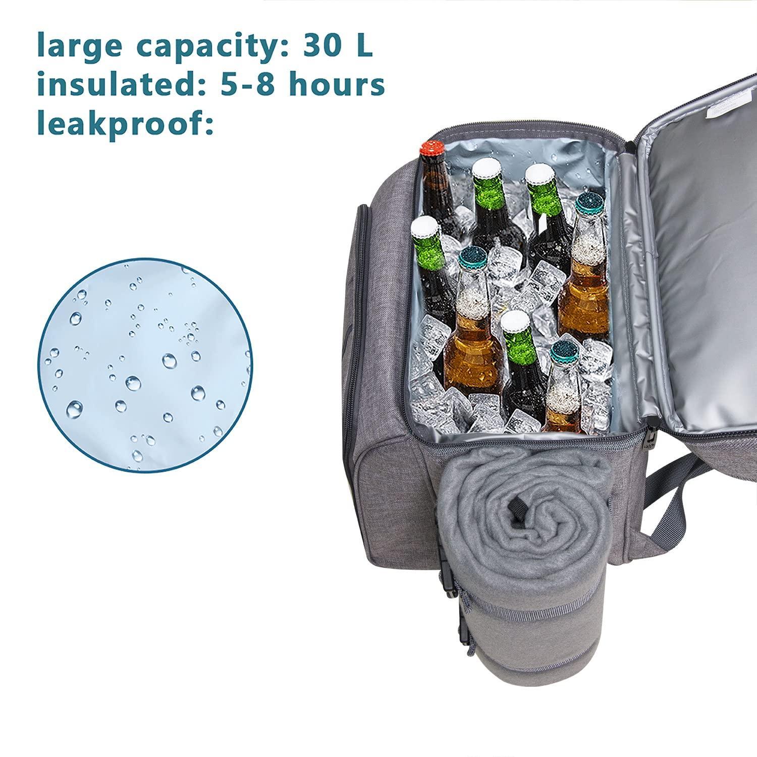 Hap Tim Picnic Basket Backpack for 2 Person with 2 Insulated Cooler Compartment, Wine Holder, Fleece Blanket, Cutlery Set, Wedding Gifts for Couples, Bridal Shower Gifts, Engagement Gifts - Unique Gift Market