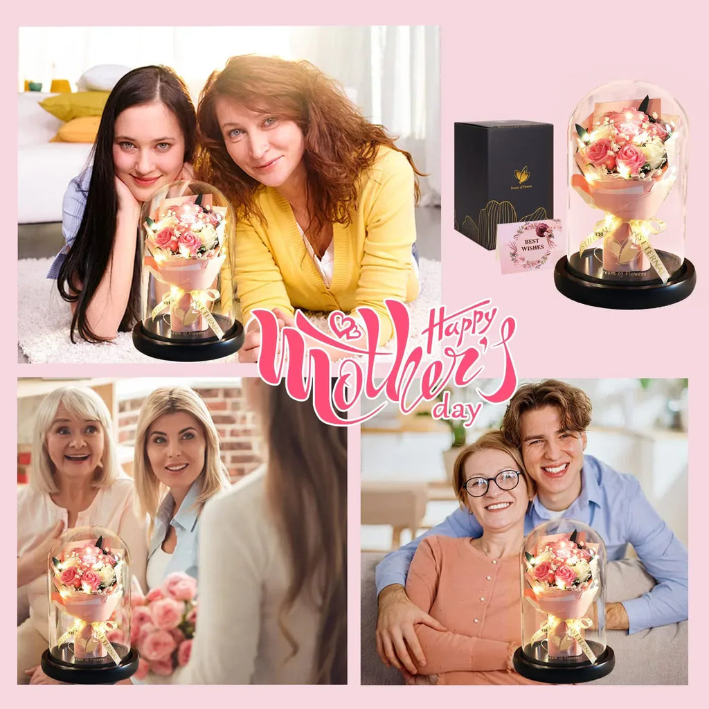 Valentines Day Gifts for Her,Valentines Flower Gifts for Women,Rose in Glass Dome with 2 Light Modes,Light Up Rose Flowers,Valentines Anniversary Birthday Gifts for Women, Mom, Wife, Girlfriend - Unique Gift Market