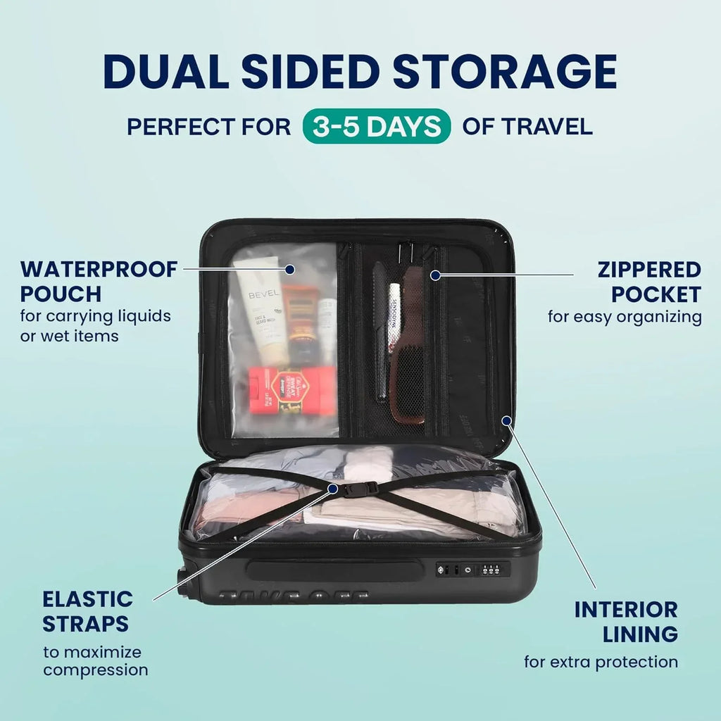 Take OFF Luggage Personal Item Suitcase 3.0 – Small Carry On Luggage with Wheels for Budget Airlines – Under the Seat Luggage with Removable Wheels – With TSA Lock and Toiletry Pouch – 18x14x8, Black - Unique Gift Market