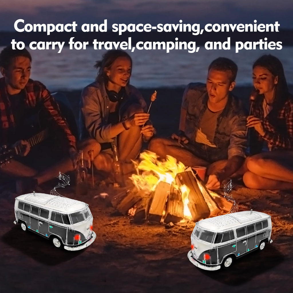 Mini Bus Bluetooth Speaker with Microphone, Portable Speaker Bluetooth, Small Speakers Bluetooth Wireless, LED Light, USB/TF, Car Design, Gift for Men, Men Birthday Gift Ideas (Green)