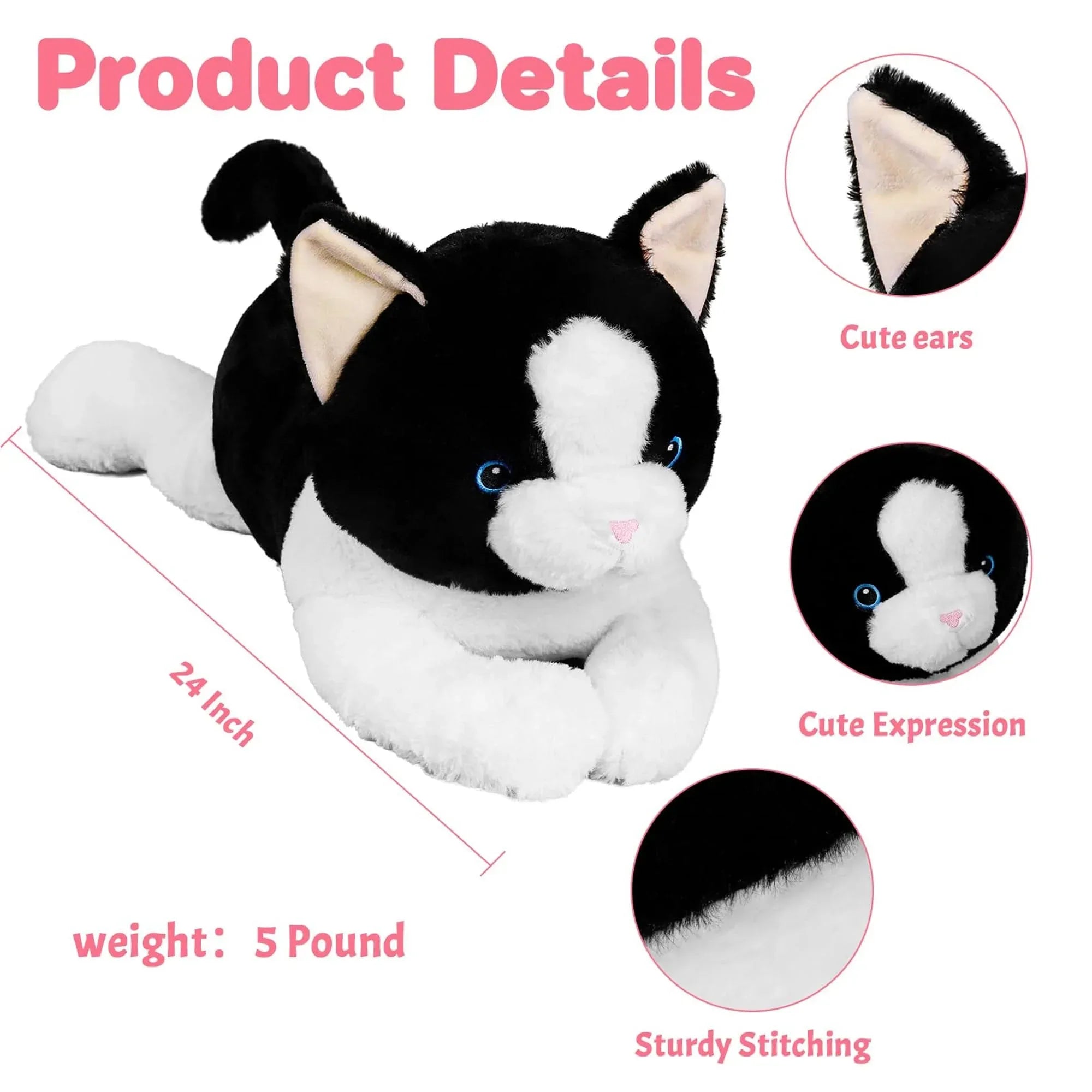 Wepop 5lbs Highland Cow Weighted Stuffed Animals, 22in Giant Highland Cow Gift Plush Toy,Adorable Stuffed Animal for Kids and Adults Highland Cattle Plushie Pillow Decor - Unique Gift Market