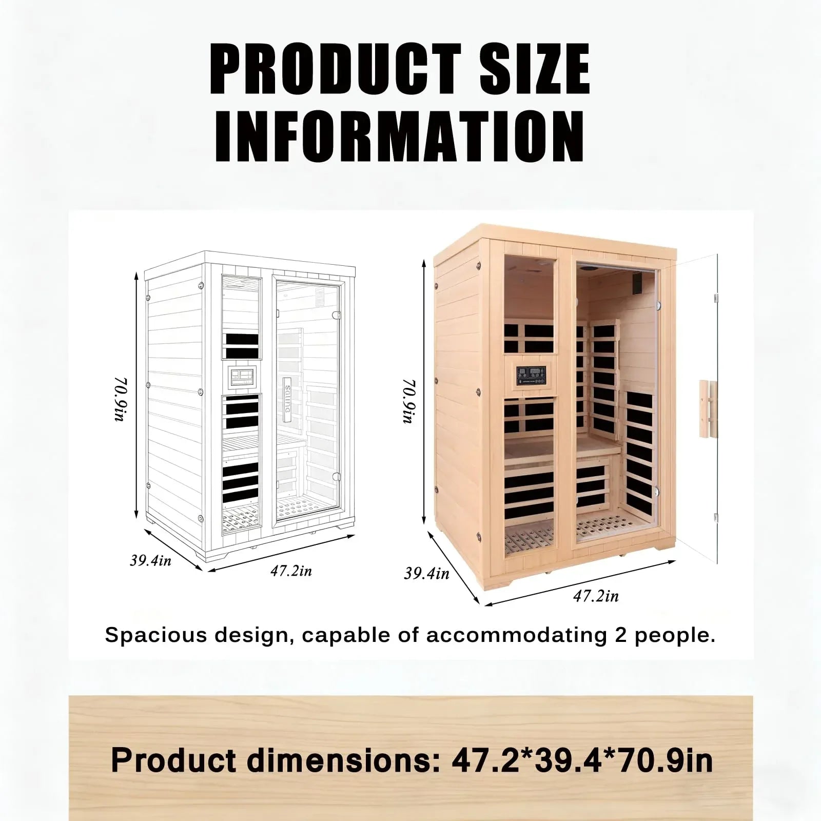 Far Infrared Sauna for 1 Person - 1050W Fast Heating, Canadian Hemlock Wood Home Sauna with Bluetooth Speaker, Chromotherapy & Oxygen Ionizer Easy Assembly Indoor Sauna for Relaxation, Detox, Home Gym - Unique Gift Market