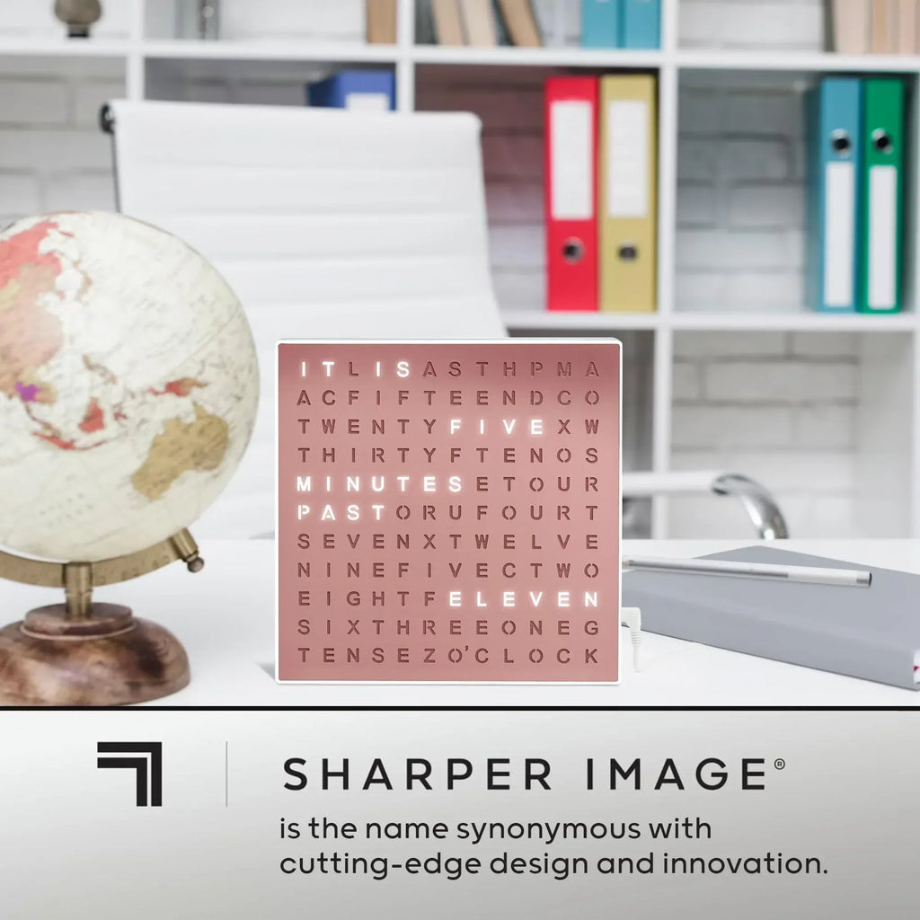 Sharper Image LED Word Digital Clock, 7.75", Copper Finish, Light-Up Desk & Wall Clock, Modern Time Display, Shelf or Wall Decor for Home Office, Living Room, Kitchen & Bedroom, Housewarming Gift - Unique Gift Market