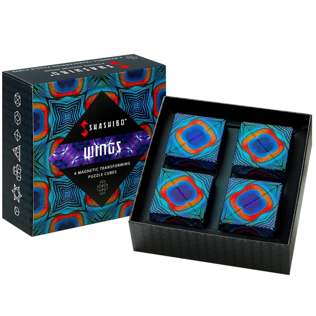 Shashibo Shape Shifting Box - Award-Winning STEM Fidget Toy with Ultra Strong Magnets - Puzzle Cube Transforms Into 100+ Shapes, Perfect Sensory Gift for Kids, Teens, and Adults (Wings) - Unique Gift Market