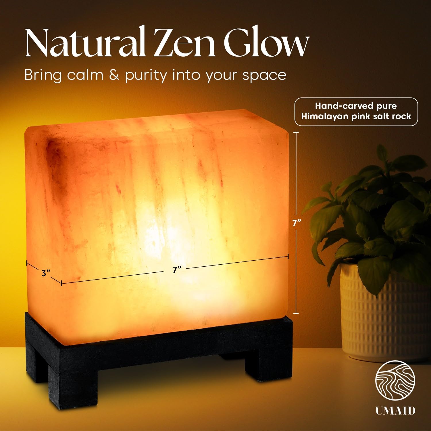 UMAID Himalayan Salt Lamp Bowl with 6 Massage Balls – Dimmable Natural Pink Rock Salt Lamp for Relaxation, Meditation,Yoga, Spa, Office, Bedroom, Wellness, Home Decor, and Unique Gift