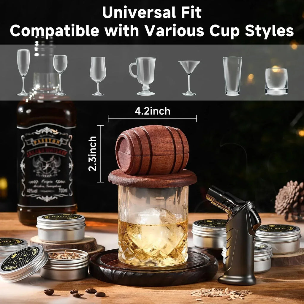 Whiskey Smoker Kit with Torch - 6 Flavors Wood Chips, 2 Glasses, 2 Ice Ball Molds - Cocktail Smoker Infuser Kit, Old Fashioned Drink Smoker Kit, Birthday Bourbon Whiskey Gifts for Men,Dad(NO Butane) - Unique Gift Market