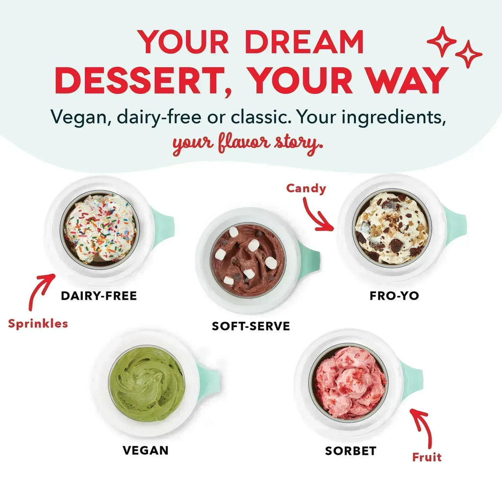 Dash My Mug Ice Cream Maker - Makes Single Serving of Gelato, Frozen Yogurt, Sorbet & More - Easy to Clean & Use - Aqua, 2 Bowls - Unique Gift Market