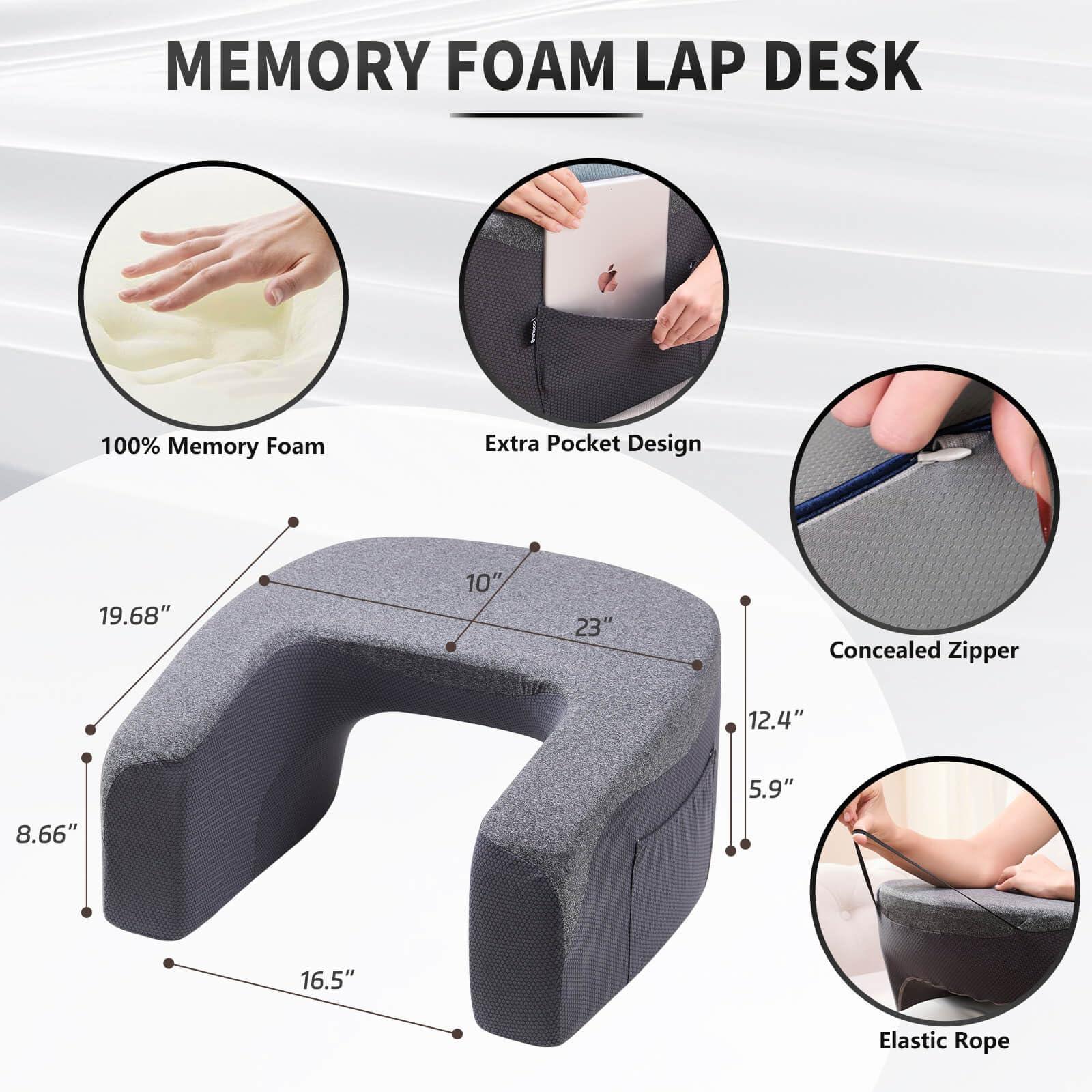 Reading Pillow for Gaming, Extra Large Laptop Pillow for Adult, Memory Foam Lap Desk Gaming Pillow for Reading, Working, Playing Steam Deck Switch or Sitting in Bed Floor Sofa(Grey) - Unique Gift Market