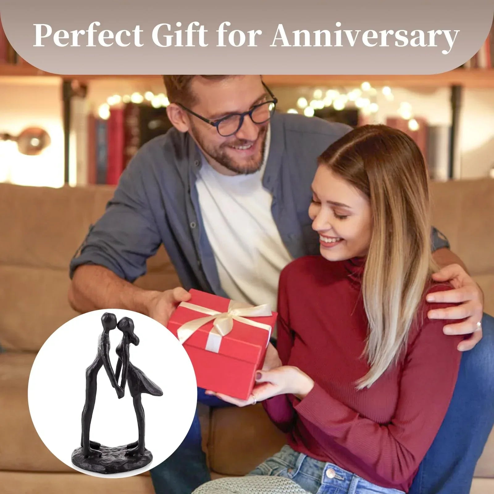 Sziqiqi Anniversary Wedding Gifts for Couple: 6th Anniversary Iron Gifts for Him Her Women Couples - 6 Year Wedding Gift for Christmas Valentines Birthday - Couple Dancing Figurines - Unique Gift Market