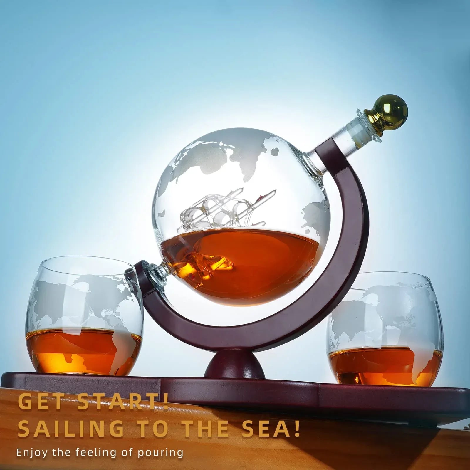 Gifts for Men Dad Husband Christmas, Whiskey Globe Decanter Set with 4 Etched Globe Glasses, Unique Anniversary Birthday Gifts for Brother Boyfriend, Cool Stocking Stuffers Bourbon Whikey Gifts - Unique Gift Market