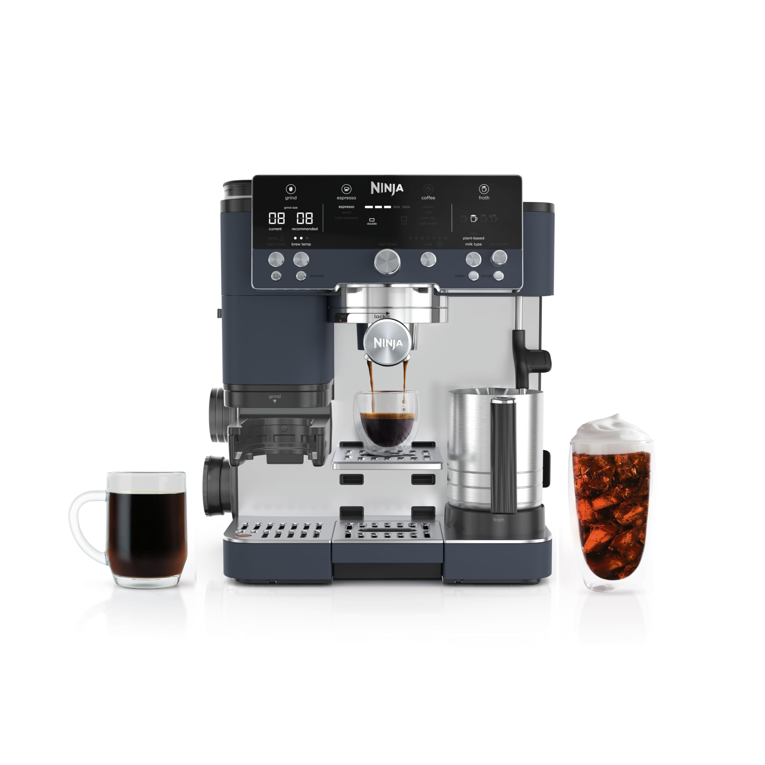 Ninja Luxe Café 3-in-1 Espresso, Drip Coffee and Cold Brew Machine | Integrated Coffee Grinder, Milk Frother, Assisted Tamper & Built-In Espresso Accessory Storage | Stainless Steel | ES601