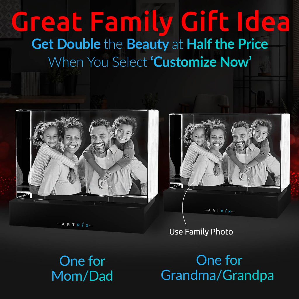ArtPix 3D Crystal Photo, Valentines Day Personalized Gifts for Women, Wife, Men, Her, Him, Great V-Day Custom Gift With Your Own Photo, Customized Glass 3D Laser Etched Picture Wedding