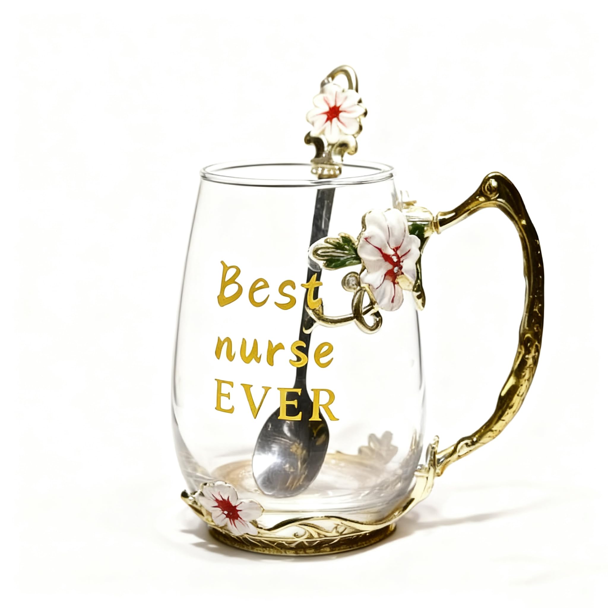 Best Gifts For Women Mom Blue Glass Coffee Tea Mug Unique Birthday Christmas Gift For Women Who Have Everything, Gift For Her Tea Cup with Spoon Sets (Blue-Tal)