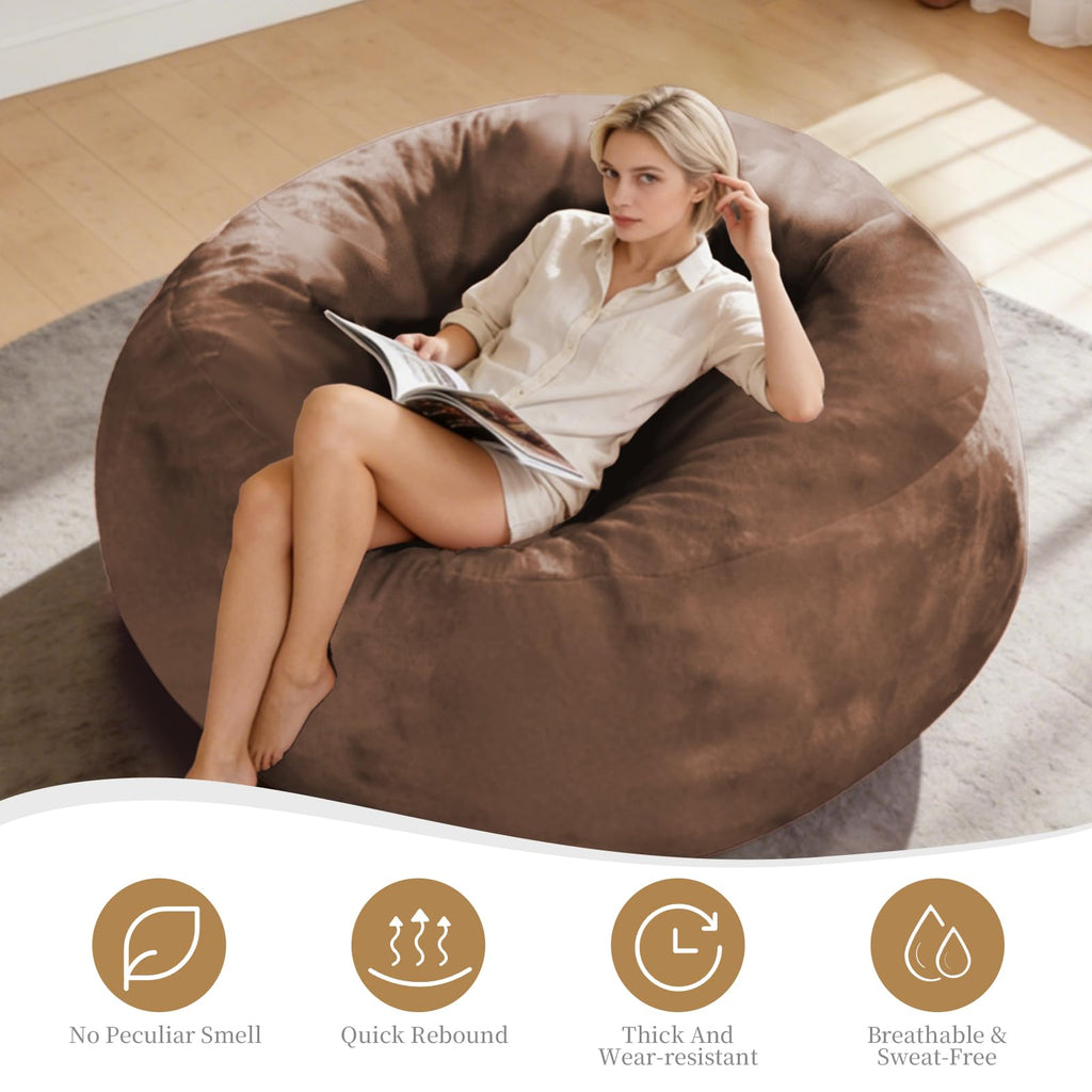 Big Beanbag Chairs for Adults ，6FT Bean Bag Chair with Filler Memory Foam Chair Super Soft Plush, Living Room Furniture, Suitable for bedrooms, Comfy Lounge Reading Chairs Birthday Gifts for Women Mom