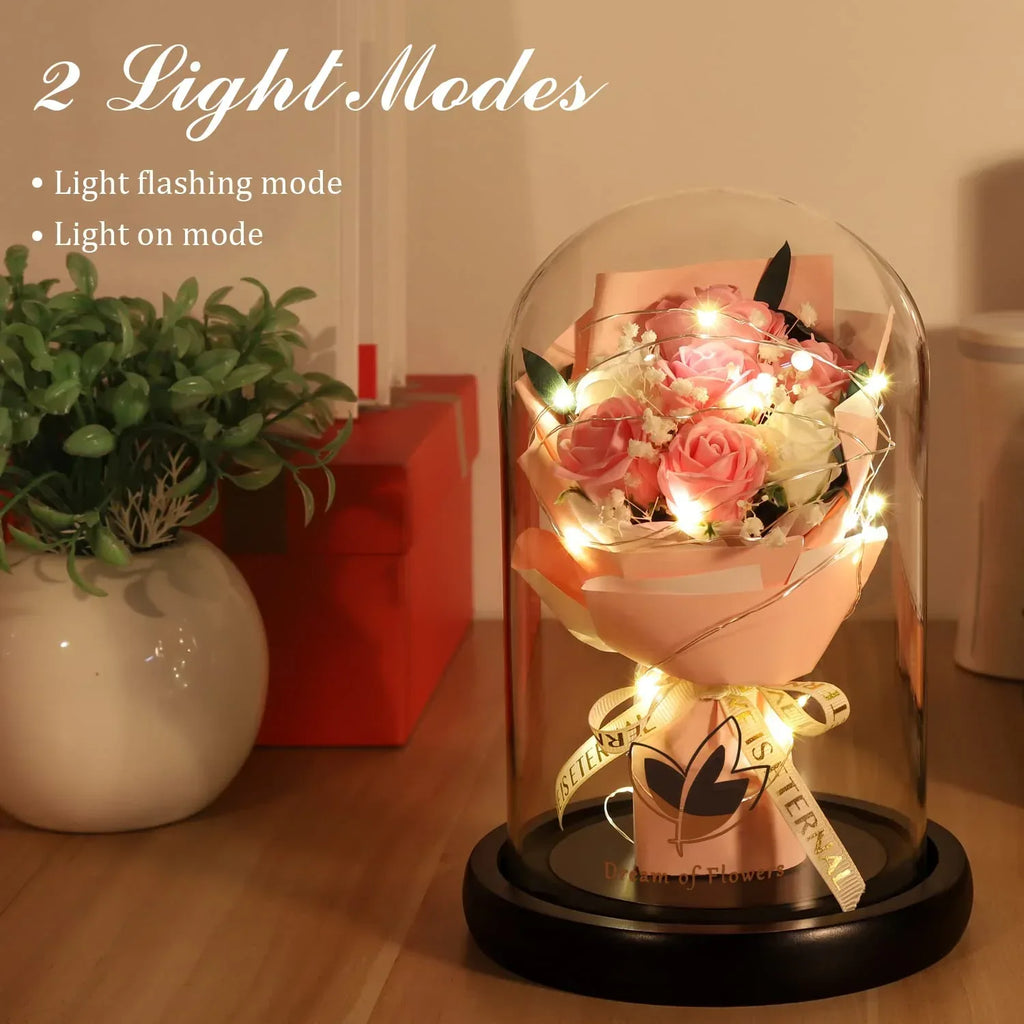 Valentines Day Gifts for Her,Valentines Flower Gifts for Women,Rose in Glass Dome with 2 Light Modes,Light Up Rose Flowers,Valentines Anniversary Birthday Gifts for Women, Mom, Wife, Girlfriend - Unique Gift Market