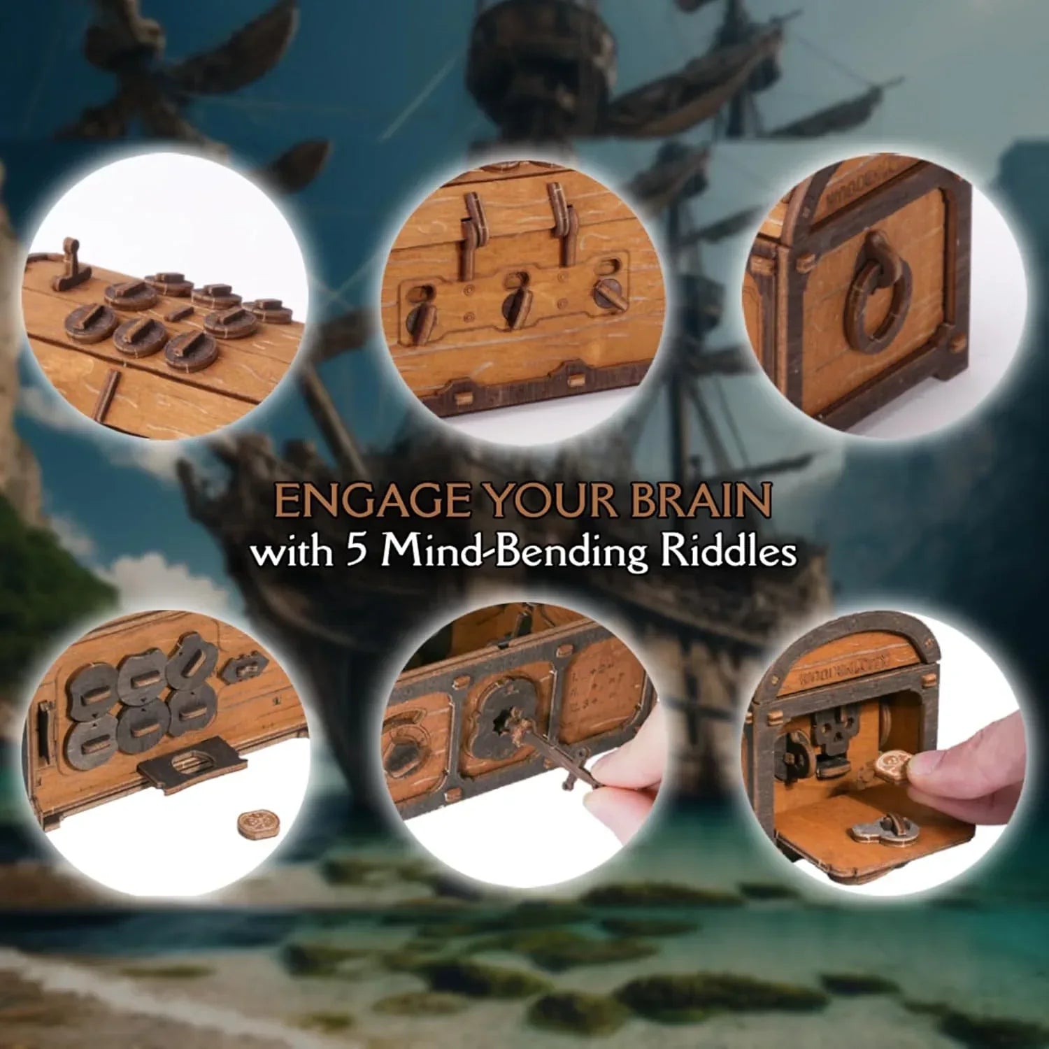 WOODEN.CITY Treasure Chest Puzzle Box for Adults – 3D Wooden Puzzles Mystery Box Brain Teaser & Escape Room Game with Secret Opening (165 Pieces, Gift Idea) - Unique Gift Market